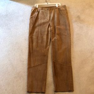 Tan/carmel colored suede pants with stitch detail